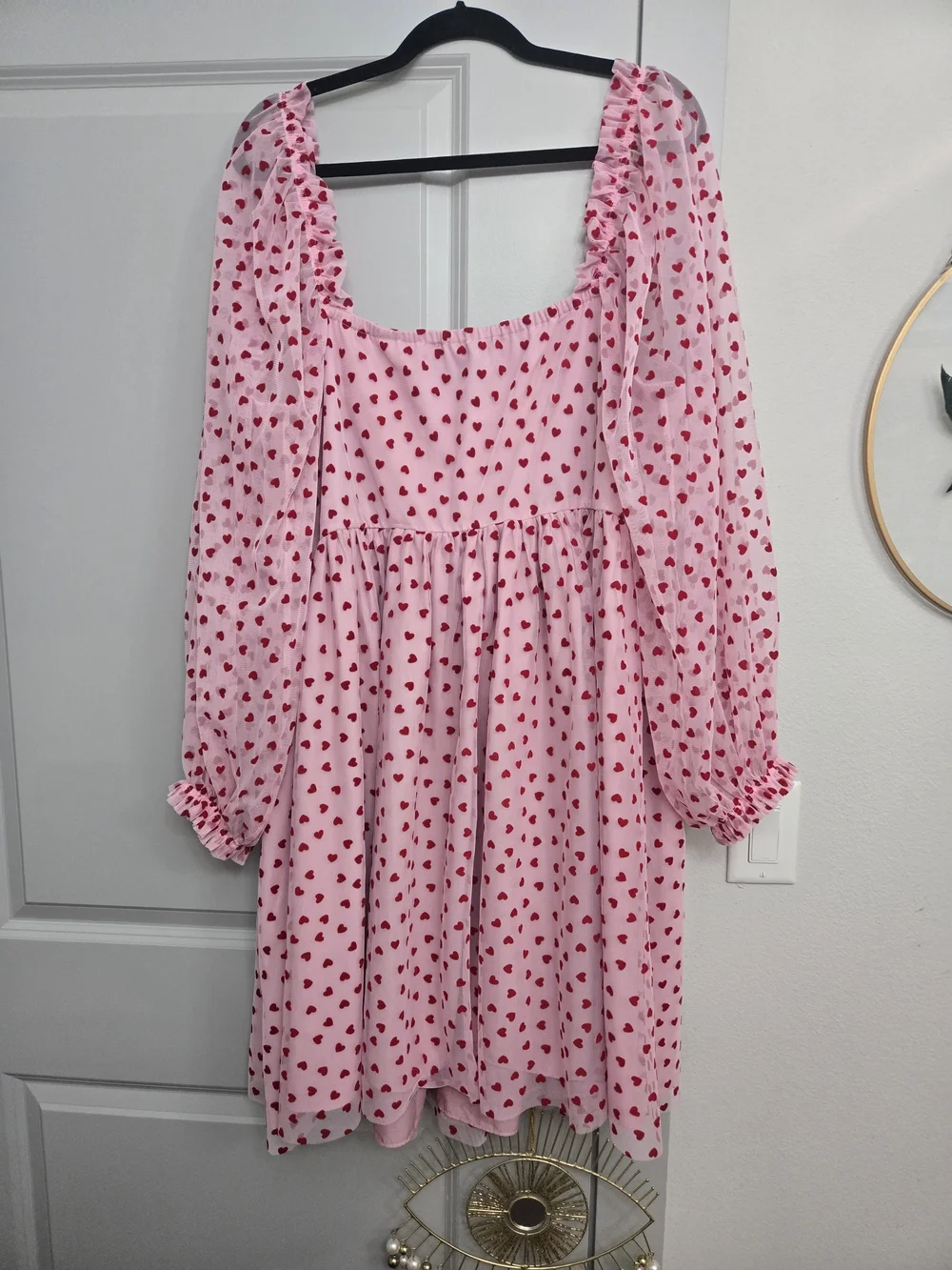 Eloquii Pink Dress with Red Heart Print
